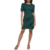 DKNY Women's Wear to Work Drape Front Jewel Neck, Pine